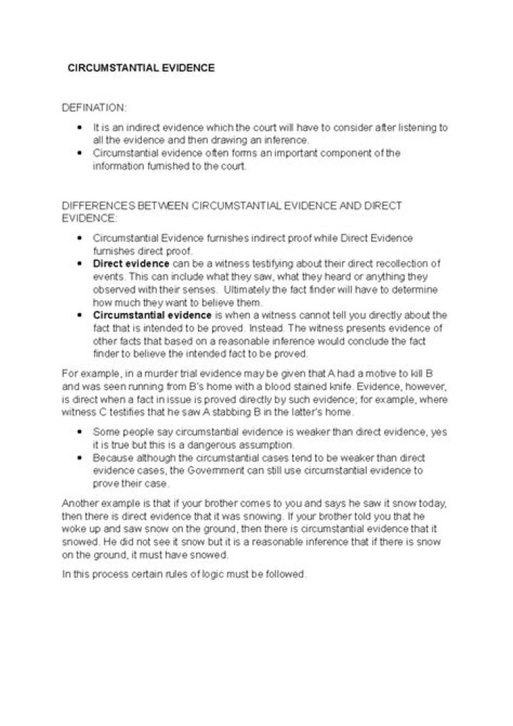Is a drop of blood direct or circumstantial evidence?