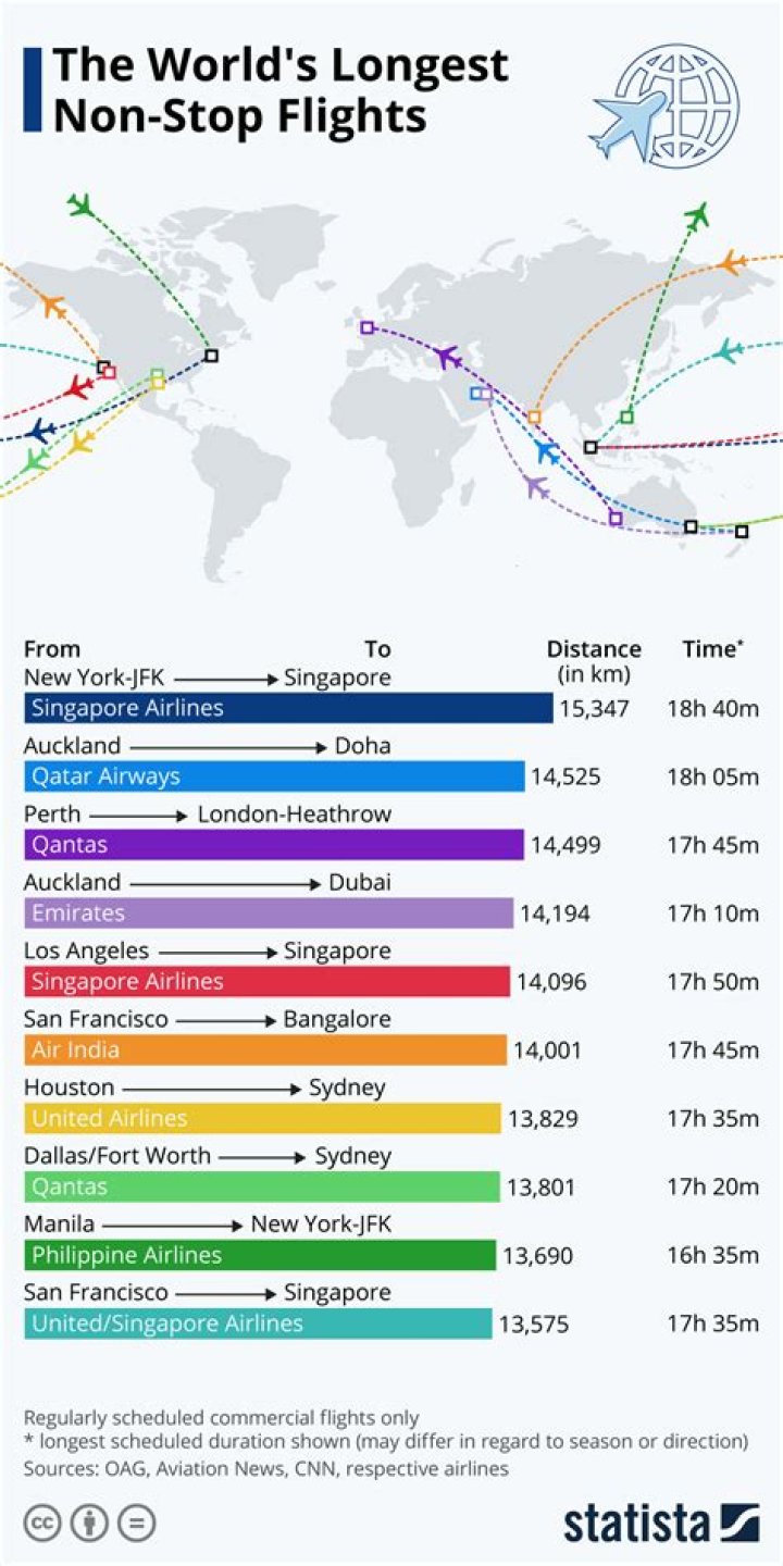 What is the longest flight in the world in hours?