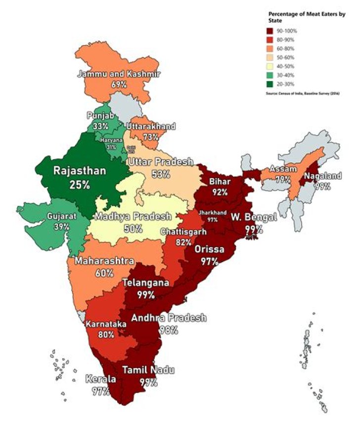 Which state in India consumes most fish?